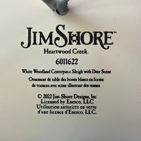 Jim Shore 2022 white woodland deer sleigh centerpiece - Picture 5 of 13